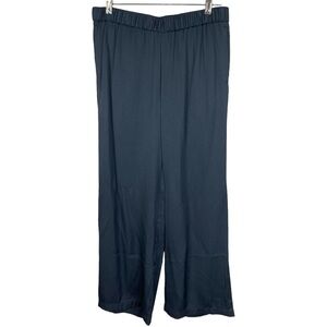 J. Jill Black Pants Silky Wide Leg Pull-on Elastic Waist Flat Front SP
